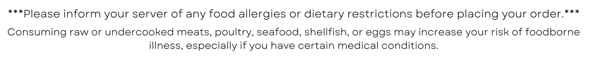 Menu alergies warning